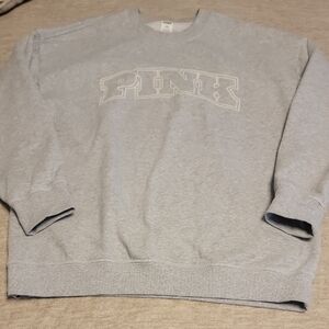PINK Victoria's Secret Light Gray Crewneck Sweatshirt with Logo